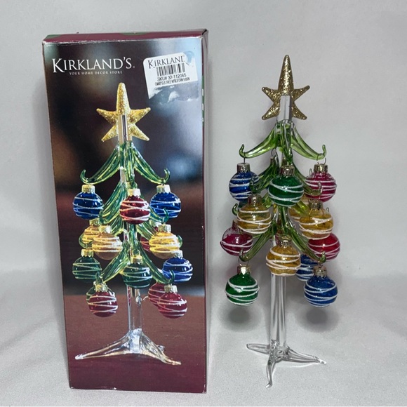 Vintage Kirkland's Blown Glass Christmas Tree with Ornaments With Original Box - Picture 1 of 4